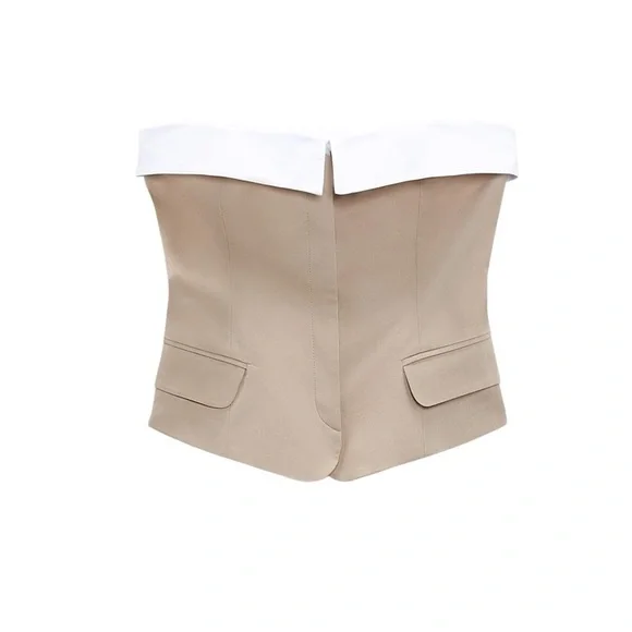 Zara mixed gabardine top, size S - Picture 3 of 5